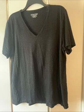 Chico's Black V-Neck Short Sleeve Women’s Tee XL-3